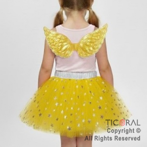 SET ALAS TORNASOLADA Y TUTU CON BRILLOS AMARILLO BABY x 1